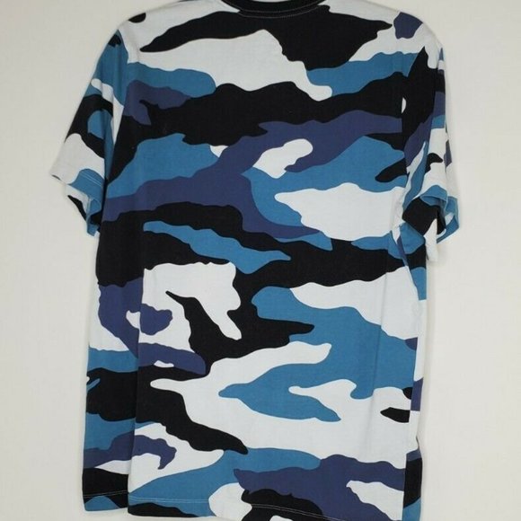 Nike Size L Blue Camo Tee T Shirt Cotton Soft - Picture 3 of 6
